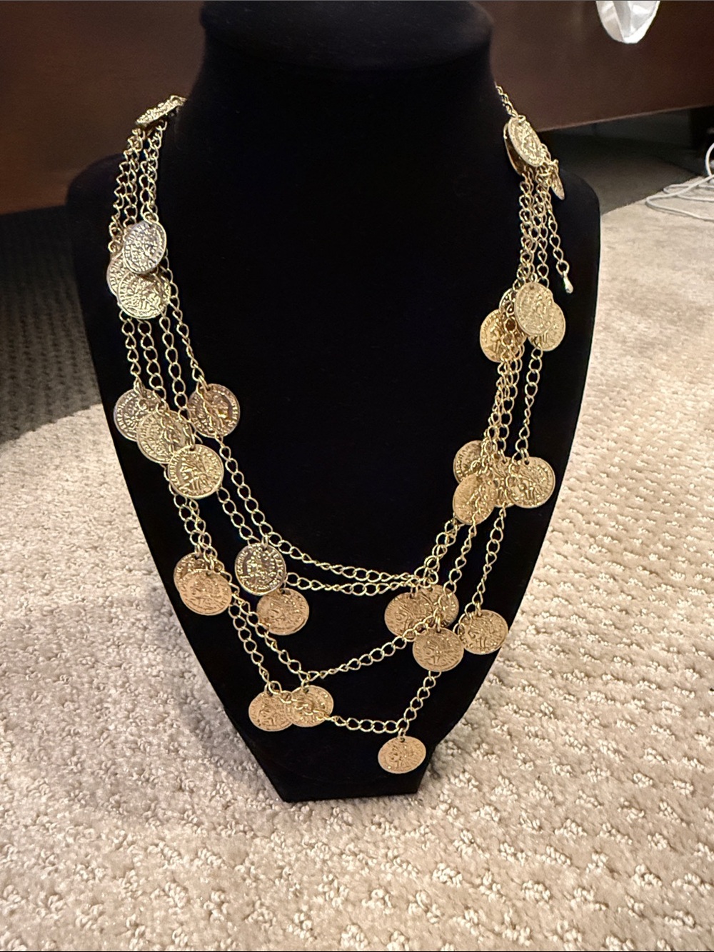 Layered Gold Coin Charm Necklace for Women